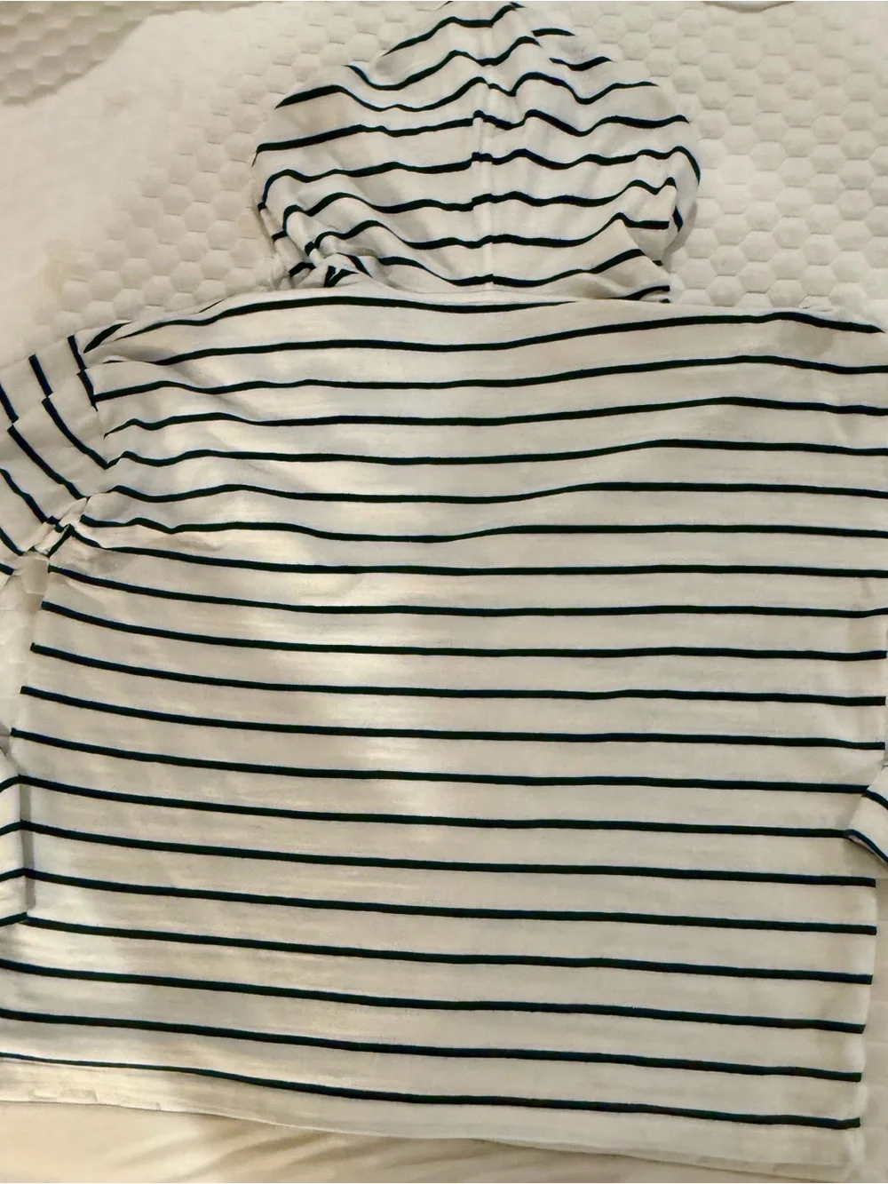JCrew Women’s V neck Beach Hoodie Navy and Ivory Stripe Size XL